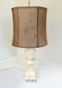 Stunning vintage Italian Marble Table Lamp Carved Urn Pedestal Design with Taupe