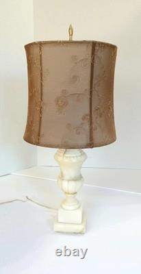 Stunning vintage Italian Marble Table Lamp Carved Urn Pedestal Design with Taupe