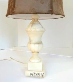 Stunning vintage Italian Marble Table Lamp Carved Urn Pedestal Design with Taupe
