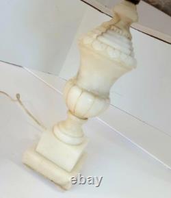 Stunning vintage Italian Marble Table Lamp Carved Urn Pedestal Design with Taupe