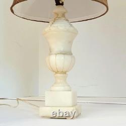 Stunning vintage Italian Marble Table Lamp Carved Urn Pedestal Design with Taupe