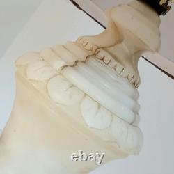 Stunning vintage Italian Marble Table Lamp Carved Urn Pedestal Design with Taupe