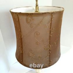 Stunning vintage Italian Marble Table Lamp Carved Urn Pedestal Design with Taupe
