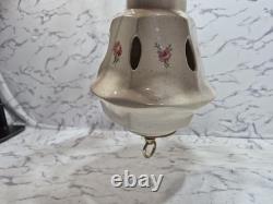 Swag Porcelain HANGING pendant light Floral HURRICANE SHADE W CHAIN GWTW VTG Swag Porcelain HANGING pendant light Floral HURRICANE SHADE W CHAIN GWTW VTG