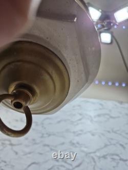 Swag Porcelain HANGING pendant light Floral HURRICANE SHADE W CHAIN GWTW VTG