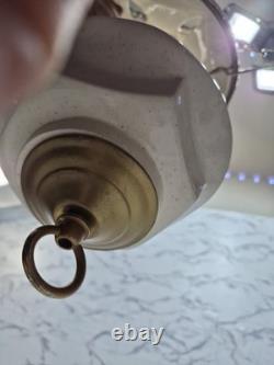 Swag Porcelain HANGING pendant light Floral HURRICANE SHADE W CHAIN GWTW VTG