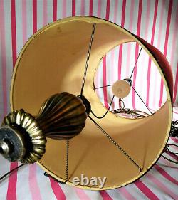 Swanky Vintage 1970's Red VELVET 26 Hanging Drum Shade SWAG Lamp with Pull Chain