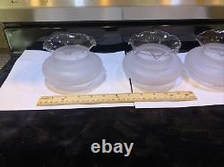 THREE Gorgeous 3 1/2 Tall Vintage Frosted Etched Flowers Glass Shades. Ruffles