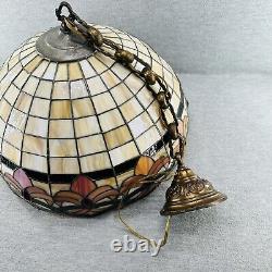TIFFANY STYLE Vintage Stained Glass Pendant Hanging Lamp Light Shade 20'