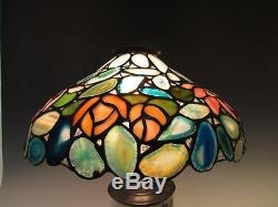 TOP QUALITY AMERICAN VINTAGE 1980s LEADED LAMP SHADE with TRANSLUCENT ROCKS