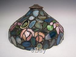 TOP QUALITY AMERICAN VINTAGE 1980s LEADED LAMP SHADE with TRANSLUCENT ROCKS