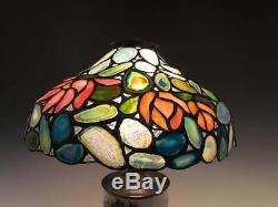 TOP QUALITY AMERICAN VINTAGE 1980s LEADED LAMP SHADE with TRANSLUCENT ROCKS