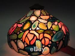 TOP QUALITY AMERICAN VINTAGE 1980s LEADED LAMP SHADE with TRANSLUCENT ROCKS