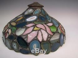 TOP QUALITY AMERICAN VINTAGE 1980s LEADED LAMP SHADE with TRANSLUCENT ROCKS