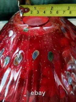TWO LG Millifiori Bubble Glass Lamp shades Vintage Handmade. Unique 16 Bottom