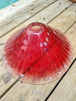 TWO LG Millifiori Bubble Glass Lamp shades Vintage Handmade. Unique 16 Bottom