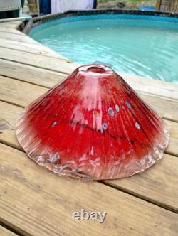 TWO LG Millifiori Bubble Glass Lamp shades Vintage Handmade. Unique 16 Bottom