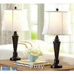 Table Lamp Set 2 Traditional Vintage Desk Lamps Pair Nightstand Bedroom Light