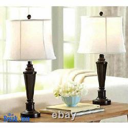 Table Lamp Set 2 Traditional Vintage Desk Lamps Pair Nightstand Bedroom Light