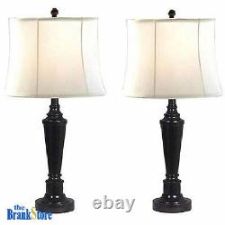 Table Lamp Set 2 Traditional Vintage Desk Lamps Pair Nightstand Bedroom Light