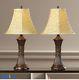 Table Lamp Set 2 Vintage Traditional Lamps Pair Shade Nightstand Bedroom Light