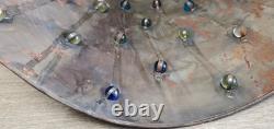 Table Lamp Shade Metal & Glass Marbles 17.5 Southwestern style antique / vtg