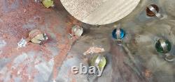 Table Lamp Shade Metal & Glass Marbles 17.5 Southwestern style antique / vtg