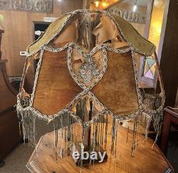 Tattered Queen Antique Vintage Boudoir Lampshade Velvet Beaded Crusty Goodness