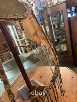 Tattered Queen Antique Vintage Boudoir Lampshade Velvet Beaded Crusty Goodness