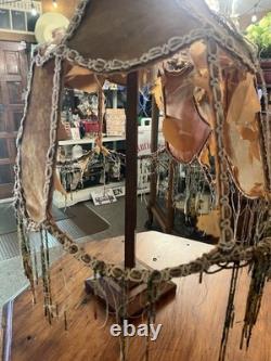 Tattered Queen Antique Vintage Boudoir Lampshade Velvet Beaded Crusty Goodness