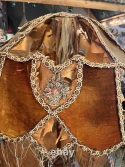 Tattered Queen Antique Vintage Boudoir Lampshade Velvet Beaded Crusty Goodness