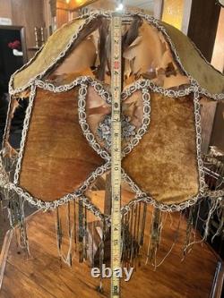 Tattered Queen Antique Vintage Boudoir Lampshade Velvet Beaded Crusty Goodness