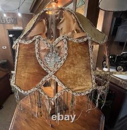 Tattered Queen Antique Vintage Boudoir Lampshade Velvet Beaded Crusty Goodness