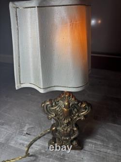 This Is A Vintage Baroque-style Half-shade Lamp Which Features A Heavy Brass