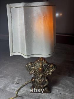 This Is A Vintage Baroque-style Half-shade Lamp Which Features A Heavy Brass This Is A Vintage Baroque-style Half-shade Lamp Which Features A Heavy Brass