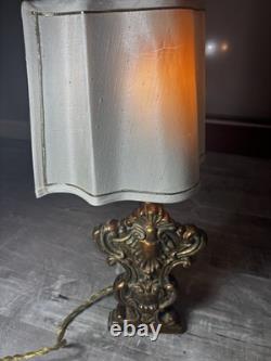 This Is A Vintage Baroque-style Half-shade Lamp Which Features A Heavy Brass This Is A Vintage Baroque-style Half-shade Lamp Which Features A Heavy Brass