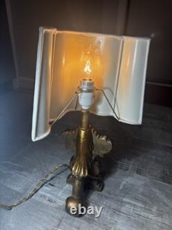 This Is A Vintage Baroque-style Half-shade Lamp Which Features A Heavy Brass