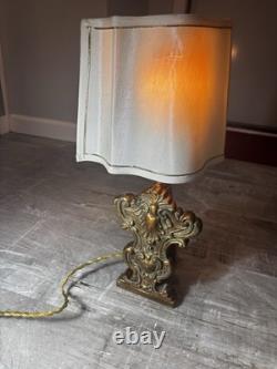 This Is A Vintage Baroque-style Half-shade Lamp Which Features A Heavy Brass This Is A Vintage Baroque-style Half-shade Lamp Which Features A Heavy Brass
