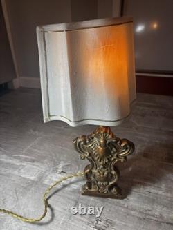 This Is A Vintage Baroque-style Half-shade Lamp Which Features A Heavy Brass This Is A Vintage Baroque-style Half-shade Lamp Which Features A Heavy Brass