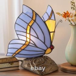 Tiffany Blue Butterfly Glass Desk Lamp, Suitable For Bedside Tables And Reading