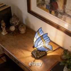 Tiffany Blue Butterfly Glass Desk Lamp, Suitable For Bedside Tables And Reading