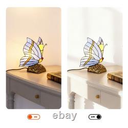 Tiffany Blue Butterfly Glass Desk Lamp, Suitable For Bedside Tables And Reading