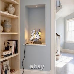 Tiffany Blue Butterfly Glass Desk Lamp, Suitable For Bedside Tables And Reading
