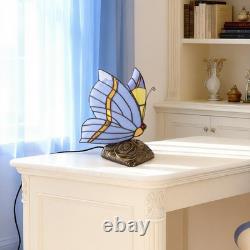 Tiffany Blue Butterfly Glass Desk Lamp, Suitable For Bedside Tables And Reading