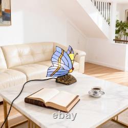 Tiffany Blue Butterfly Glass Desk Lamp, Suitable For Bedside Tables And Reading