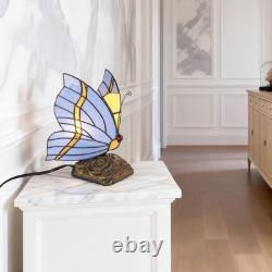 Tiffany Blue Butterfly Glass Desk Lamp, Suitable For Bedside Tables And Reading