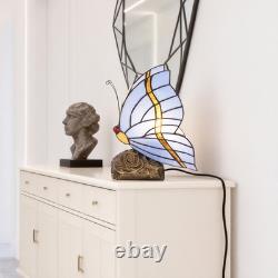 Tiffany Blue Butterfly Glass Desk Lamp, Suitable For Bedside Tables And Reading