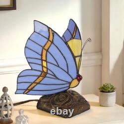 Tiffany Blue Butterfly Glass Desk Lamp, Suitable For Bedside Tables And Reading