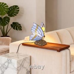 Tiffany Blue Butterfly Glass Desk Lamp, Suitable For Bedside Tables And Reading