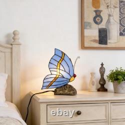 Tiffany Blue Butterfly Glass Desk Lamp, Suitable For Bedside Tables And Reading
